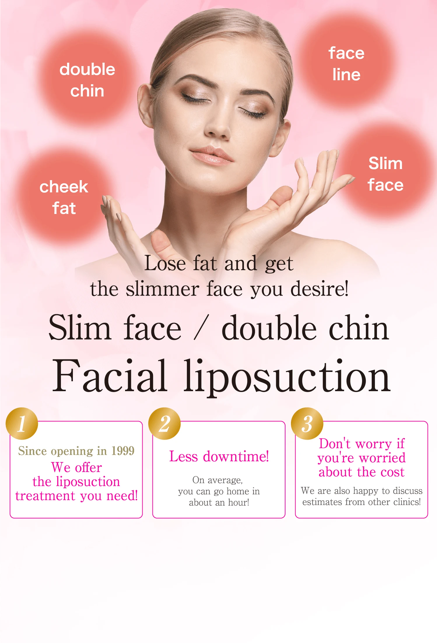Reduce fat and achieve your ideal small face! Cheek/chin liposuction